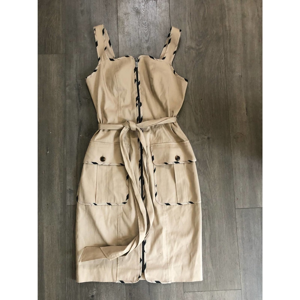 LDT Eileen Square Neck Zip Front Tie Waist Dress